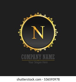 N Letter logo, Monogram design elements, line art logo design. Beautiful Boutique Logo Designs, Business sign, Restaurant, Royalty, Cafe, Hotel, Heraldic, Jewelry, Fashion, Wine. Vector illustration