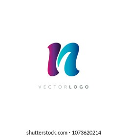 N letter logo multicolor comic design template