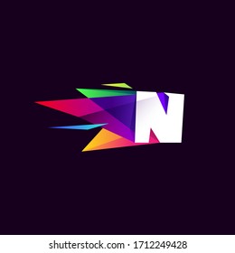 N Letter Logo In Multicolor Low Poly Style. Perfect Icon For Digital Company, Skylight Identity, Space Advertising, Etc.