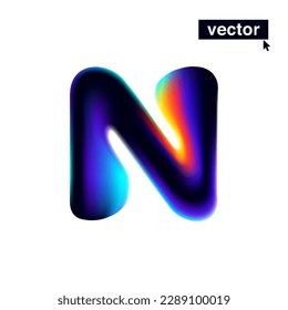 N letter logo with neon glitch. Multicolor gradient sign with double exposure and illusion effect. Glowing color shift vector icon. Perfect for your vibrant heading, video game screens, Sale banner.