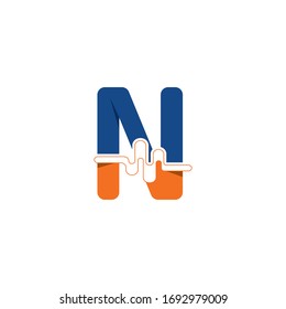 N Letter logo on pulse concept creative template design