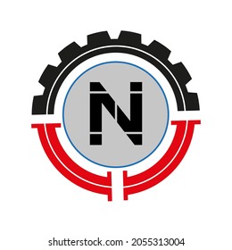 N letter Logo with Round Shape Black color vector template	