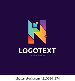 N letter logo, s colorful gradient logo, colorful abstract logo