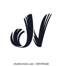N letter logo script lettering. Vector elegant hand drawn element. Typography for your posters, invitations, cards. 