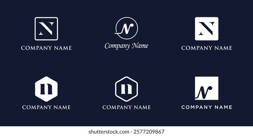 N Letter Logo Set Monogram style, bundle vector