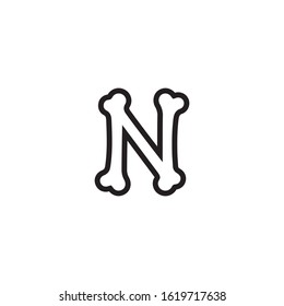 N letter logo shape bone
