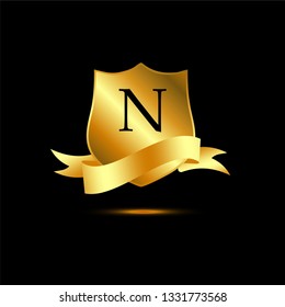 N letter logo in shield 