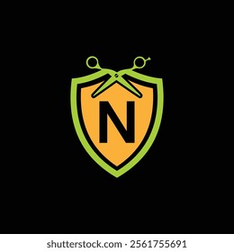 N letter Logo with Shield, N shield logo design template