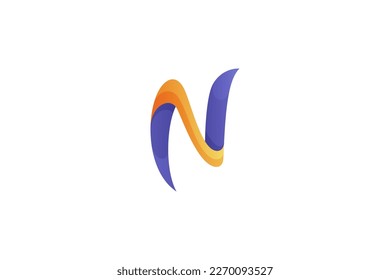 N letter logo in simple design style