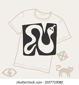 N letter logo with a snake. Vector template for your Halloween t-shirt design.