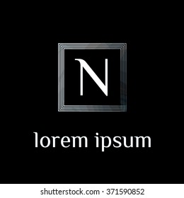 N letter logo in square border - vector (sign, symbol, icon, border)