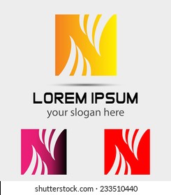 N letter logo square icon