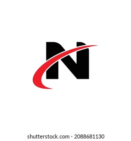 N letter logo with swoosh vector Free monogram n