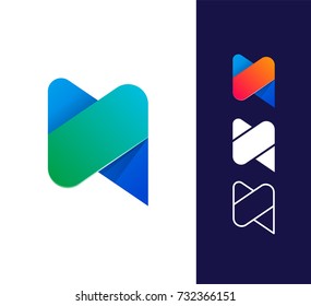 N letter logo template. Vector abstract material design style