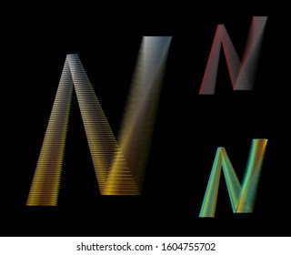 N letter logo. Three varieties. An exquisite combination of gold and silver. A harmonious and businesslike look in the red-gray version. Designer vector work.