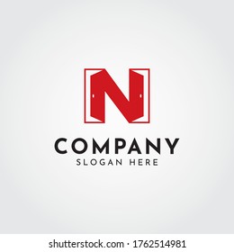 N Letter Logo Vector with Door Symbol. Modern Creative N door Logo Symbol Design Template. Modern awesome letter N Icon Vector template