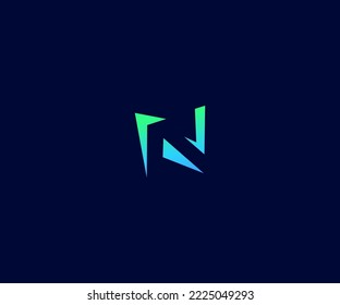 N Símbolo de monograma abstracto de plantilla de vectores con logotipo de letra. Usable para el deporte de negocios, la tecnología, la moda, el logotipo digital y creativo futuro