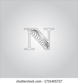 N letter logo with white background.N letter icon.Black letter design.
