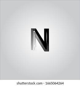 N letter logo with white gradient background.The black letter icon.Nice letter design.