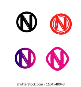 N letter logtYpe icon sign symbol illustration with creative flat modern design.vector.isolated background