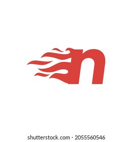 n letter lowercase fire flame hot logo vector icon illustration