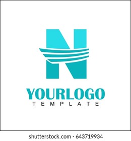 N letter luxury logotype. Modern blue wings template logo design. Monochrome, retail, business, finance, color, retro rough versions.