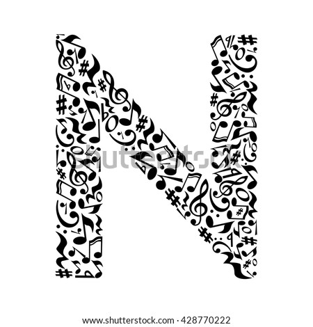N Letter Made Musical Notes On Stock Vector Royalty Free 428770222