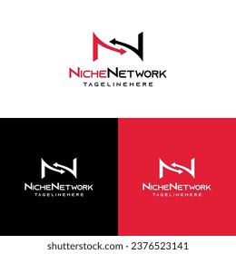 N letter mark niche networking logo design