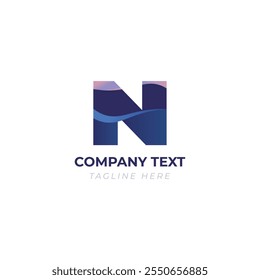 n letter minimal abstract wave shape logo design Unique Memorable business