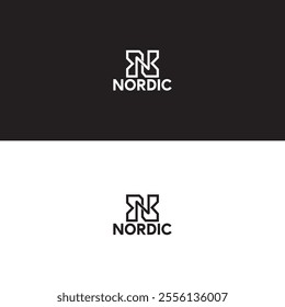 n letter minimal logo design .