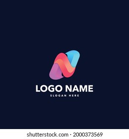 n letter modern logo design