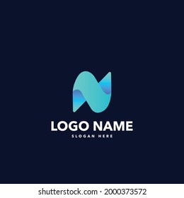 n letter modern logo design
