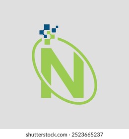 N Letter Diseño de logotipo de Vector de Tecnología moderno