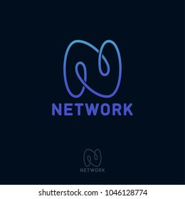 N letter. N monogram. Letter N like a loop. Network style.
