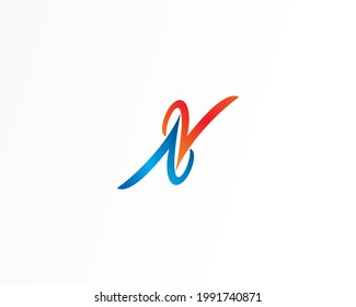 N Letter and multi color concept logo design icon