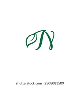 N letter natural leaf life logo design
