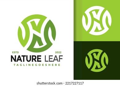 N Letter Nature Leaf Circle Logo Design, brand identity logos vector, modern logo, Logo Designs Vector Illustration Template