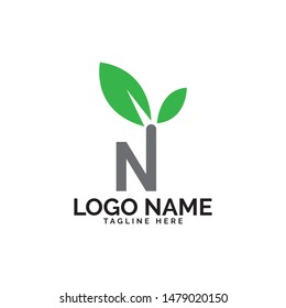 N letter nature logo vector