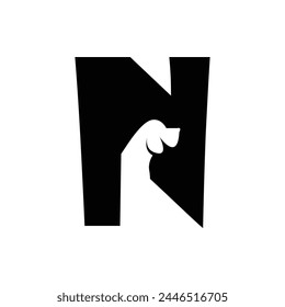 N Buchstabe mit negativem Space Dog Logo