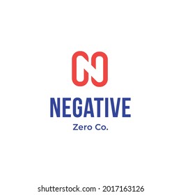 N letter negative space on zero numbers logo icon sign symbol design. Vector illustration. Isolated object on background