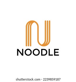 N letter noodle logo inspiration. Food design template. Vector illustration concept