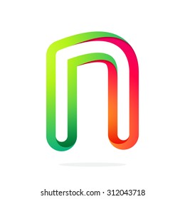 N letter one line colorful logo. Abstract trendy multicolored vector design template elements for your application or corporate identity.