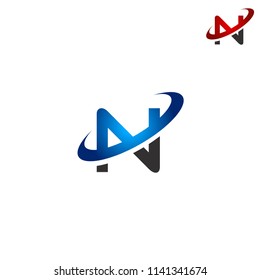 N letter with orbit line vector logo design symbol
