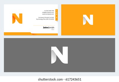 N Letter Origami logo and Business Card template