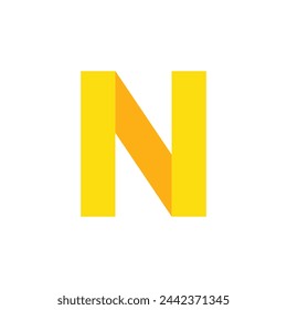 N letter paper folding origami style logo design. Vector icon perfect for kids labels, modern posters, cute identity, etc.