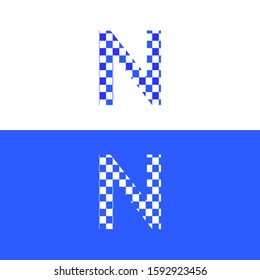 N Letter Pixel Logo Design Template