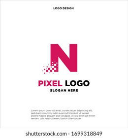 N Letter pixel logo design modern template