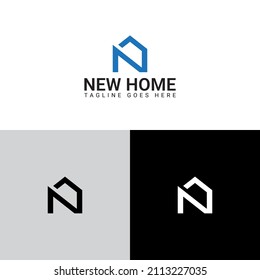 n letter plus home, house logo minimal logo icon