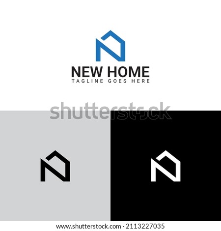 n letter plus home, house logo minimal logo icon