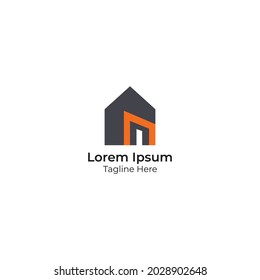 N Letter Real Estate Logo Design - House Logo Design Template Element.